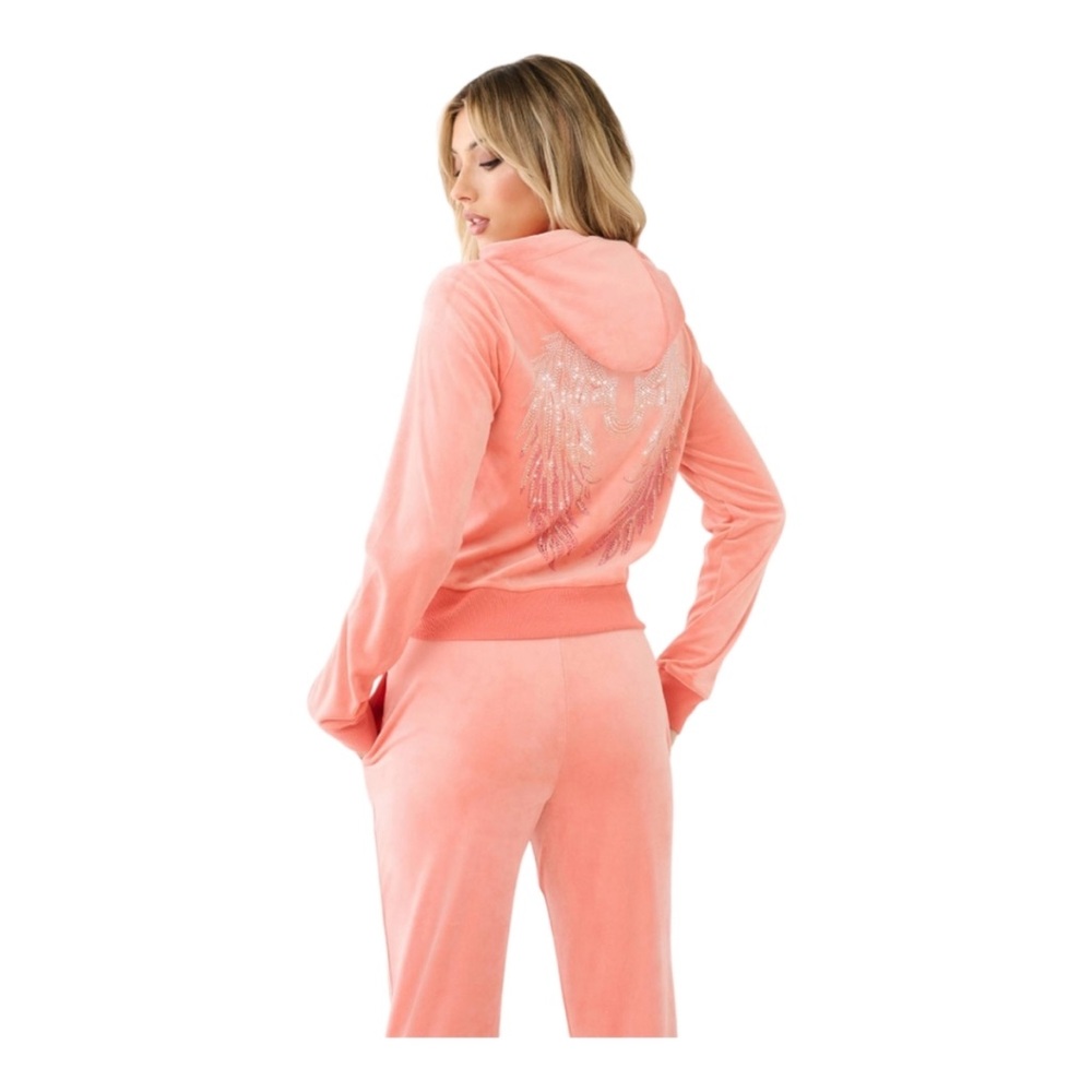 RARE True Religion 2PC Velour track suit Crystal Angel Wings Paris Hilton y2k - Picture 9 of 10
